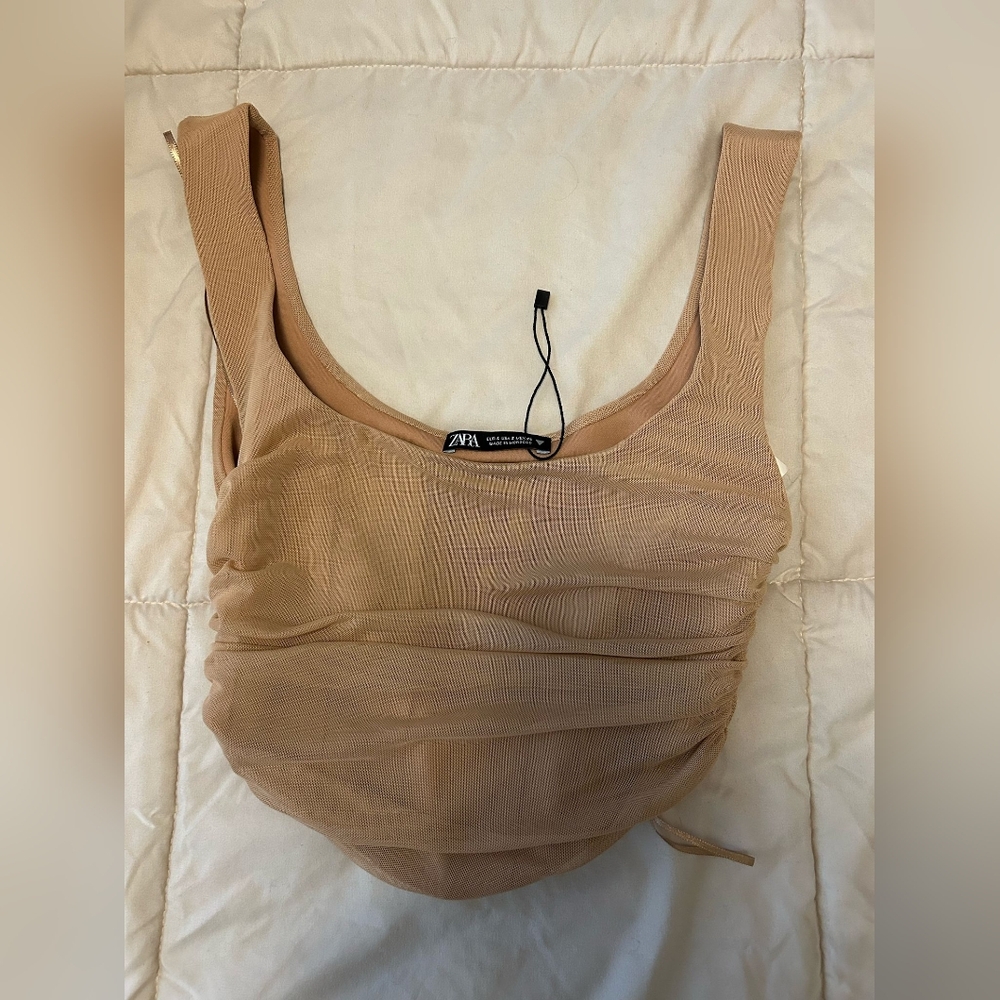 Zara New Tan Sleeveless Top